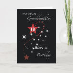 Carte Granddaughter 18th Birthday with Red and White<br><div class="desc">Red and white stars stand out against a black background. Inspirational card for your granddaughter's 18th birthday.</div>