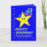 Carte Granddaughter 4th Birthday Stars<br><div class="desc">Cute yellow star with colorful flowers and numbers for granddaughter's 4th birthday.  Name on front may be modified in template.  Original design by Anura Design Studio.</div>