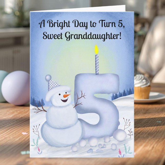 Carte Granddaughter 5th Birthday Snowman Snowy Five (Créateur téléchargé)
