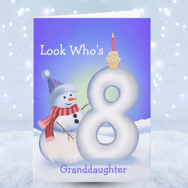 Carte Granddaughter 8th Birthday Snowman Snowy Eight  (Créateur téléchargé)