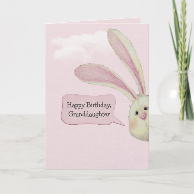 Carte Granddaughter Birthday Bunny On Pink (Devant)