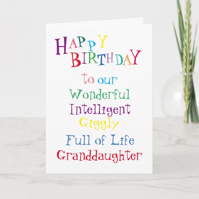 Carte granddaughter birthday card.girls.daughters.female (Devant)
