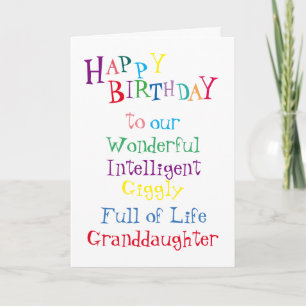 Carte granddaughter birthday card.girls.daughters.female