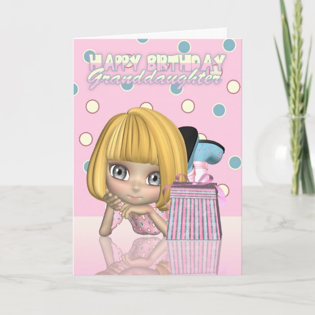 Carte Granddaughter Birthday Card With Cute Little Girl (Devant)