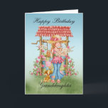 Carte Granddaughter Cute Girl and Wishing Well Birthday<br><div class="desc">Granddaughter Cute Girl And Wishing Well Birthday Card</div>