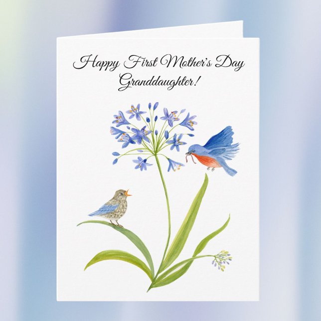 Carte Granddaughter Happy First Mother’s Day Bluebird  (Créateur téléchargé)