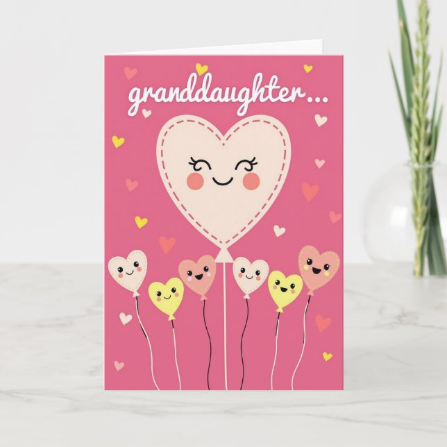 Carte Granddaughter Happy Heart Balloon Card (Devant)