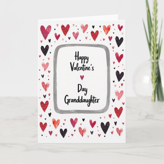 Carte Granddaughter Hearts Valentines Day Card (Devant)
