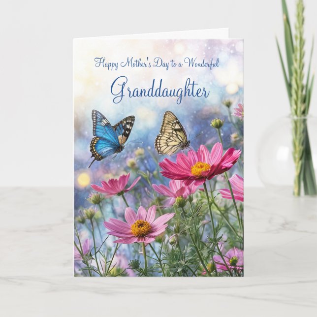 Carte Granddaughter Mothers Day with Garden Flowers  (Devant)