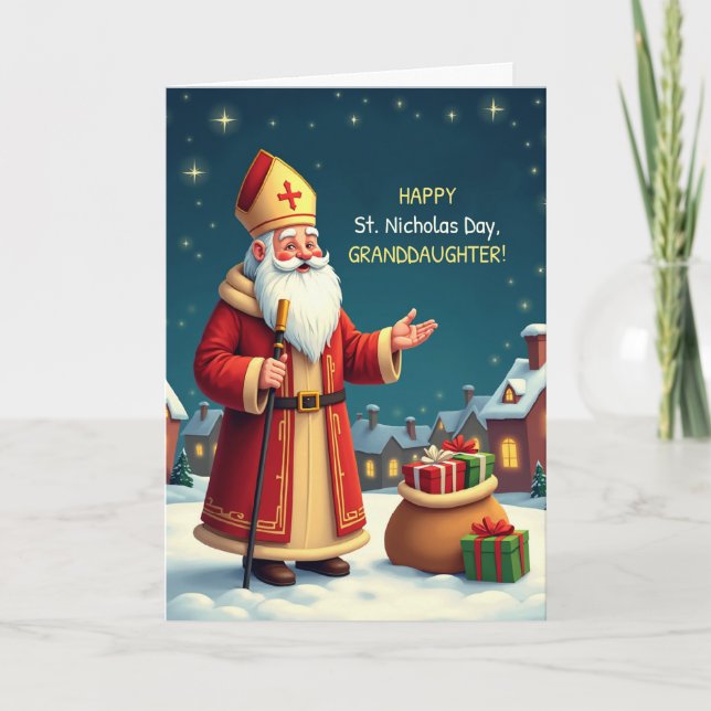 Carte Granddaughter St Nicholas Day Smiles Warm Wishes (Devant)