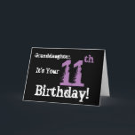 Carte Granddaughter's 11e jour, noir, purple.<br><div class="desc">A black background featuring purple and white text,  on this fun,  birthday greeting for a granddaughter. My Funny Mind Greetings.</div>