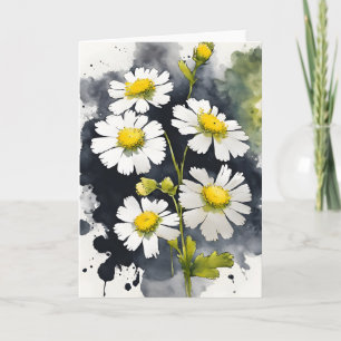 Carte Grande camomille - Fleurs aquarelle