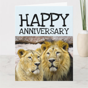 CARTE GRANDE COUPLE DE LIONS ANNIVERSAIRE DE MARIA