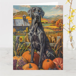 Carte Grande Dane Chien Automne Récolte Thankgiving