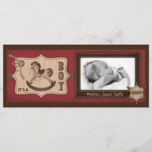 Carte grande de faire-part de bébé de cowboy