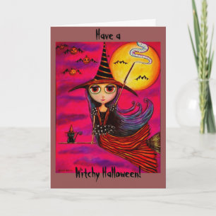 Carte Grande fille de sorcière de Halloween d'oeil chez
