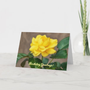 Carte Grande Fleur de rose jaune Fleur Art Anniversaire