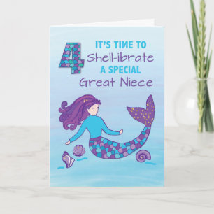 Carte Grande nièce 4e anniversaire Sparkday Look Mermaid