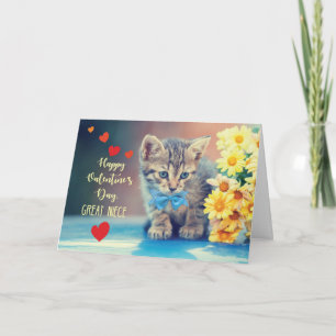 Carte Grande Nièce Amour Kitty de la Saint-Valentin Jaun