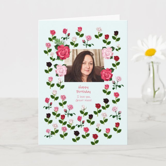 Carte Grande Nièce, Anniversaire, Rose (Petite plante)