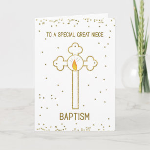Carte Grande Nièce Baptême Croix d'or