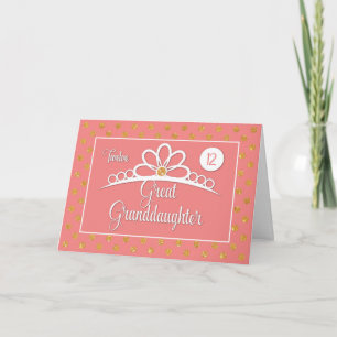 Carte Grande Petite-fille 12e anniversaire avec Couronne