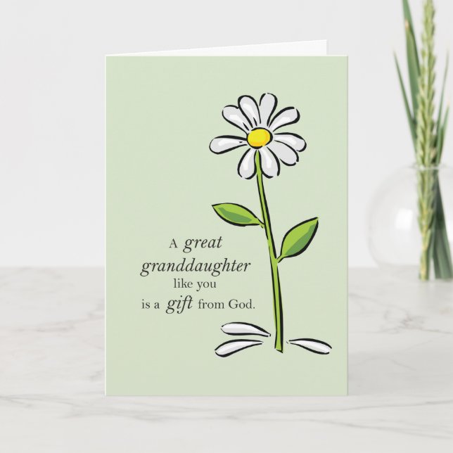 Carte Grande Petite-fille Anniversaire, Dais Vert Religi (Devant)