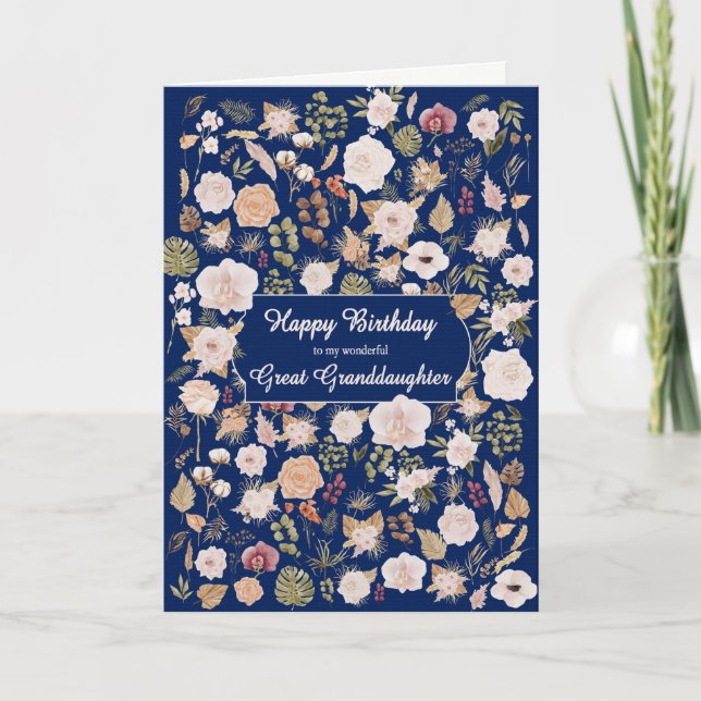 Carte Grande Petite-fille Anniversaire Fleurs éparpillée (Devant)