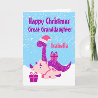 Carte Grande Petite-Fille Dinosaure Purple Personnalisé