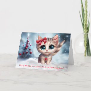 Carte Grande Petite-Fille Noël Vacances Cute Chat