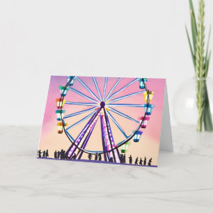 Carte Grande Roue Coucher de Soleil Belle Aquarelle