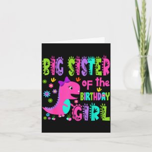 Carte Grande sœur de la fille d'anniversaire saurus rex