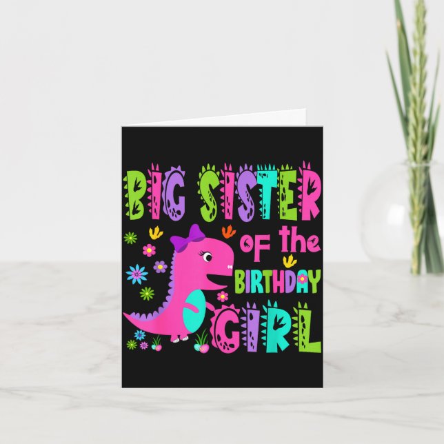 Carte Grande sœur de la fille d'anniversaire saurus rex (Devant)