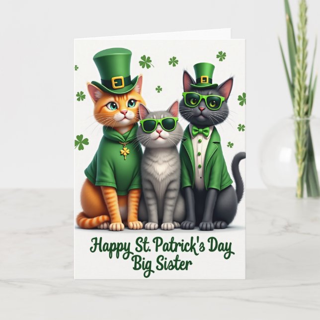 Carte grande sœur pour la Saint-Patrick avec des c (Devant)