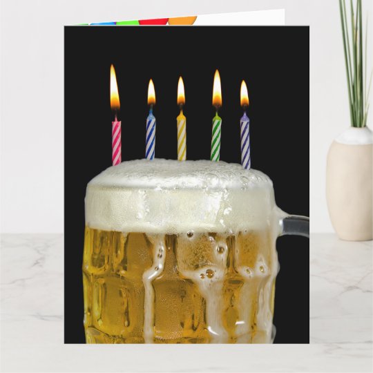Carte Grande Tasse De Biere Avec Bougies D Anniversaire Zazzle Fr