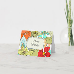 Carte Grandes Fleurs colorées Joyeux Anniversaire