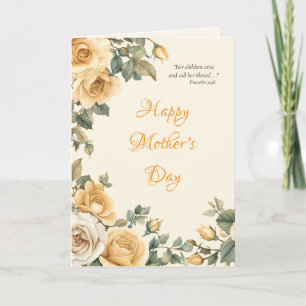 Carte Grandes roses jaunes joyeuses Orthodoxes pour la f