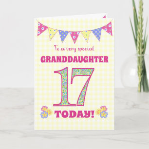 Carte Grandgirl 17e Anniversaire Primroses Bunting Card