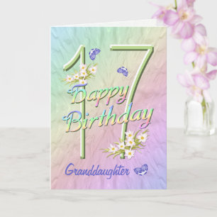 Carte Grandgirl 17th Birthday Butterfly Garden Card