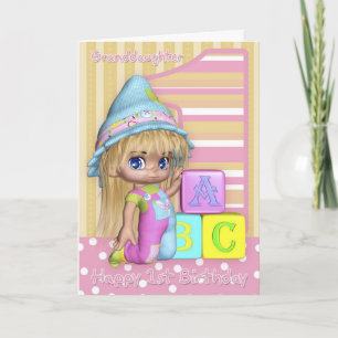 Carte Grandgirl 1st Birthday Card With mignonne Girl