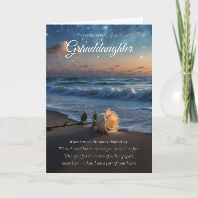 Carte Grandgirl Sympathy Condolences Plage et Rose (Devant)