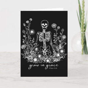 Carte Grandir dans la Grâce Fleur Skelette Chrétien Reli