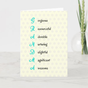 Carte Grandma anniversaire texte d'appréciation