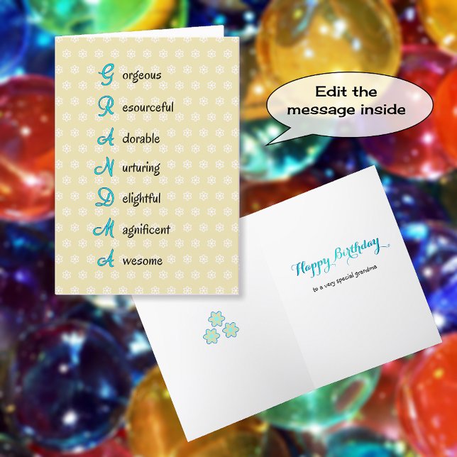 Carte Grandma anniversaire texte d'appréciation (Créateur téléchargé)