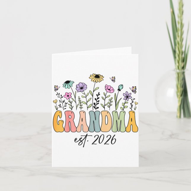 Carte Grandma Est. 2026 Wildflower Promoted To Grandma  (Devant)
