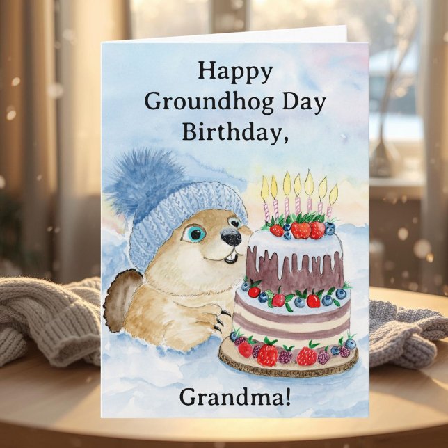 Carte Grandma Happy Groundhog Day Birthday  (Créateur téléchargé)