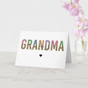 Carte Grandma multicolore cheetah leopard typographie Ca