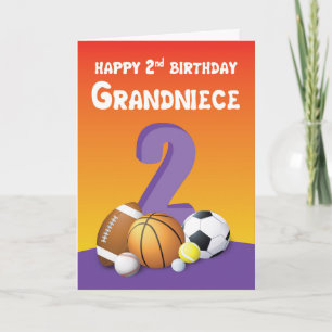 Carte Grandniece 2e anniversaire Sports Balls