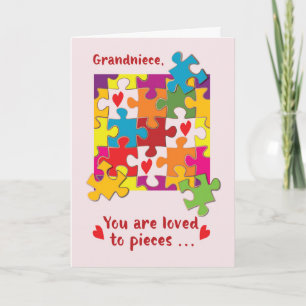 Carte Grandniece Anniversaire Puzzle Amour aux pièces