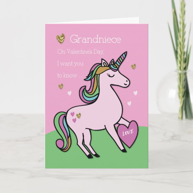 Carte Grandniece Magical Unicorn Saint Valentin (Devant)
